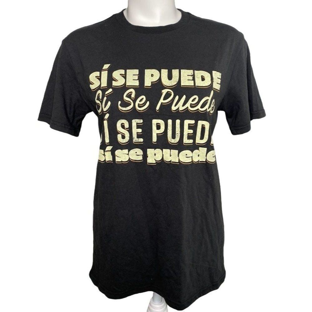 Si Se Puede Latino Heritage Shirt Top Women's LARGE‎ Black Yes You Can Pride NEW